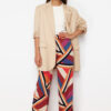 Trendyol Red Wide Leg Patterned Woven Trousers with Elastic Waist Tie Detail