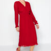 Trendyol Red rakott bélelt sifon szőtt ruha