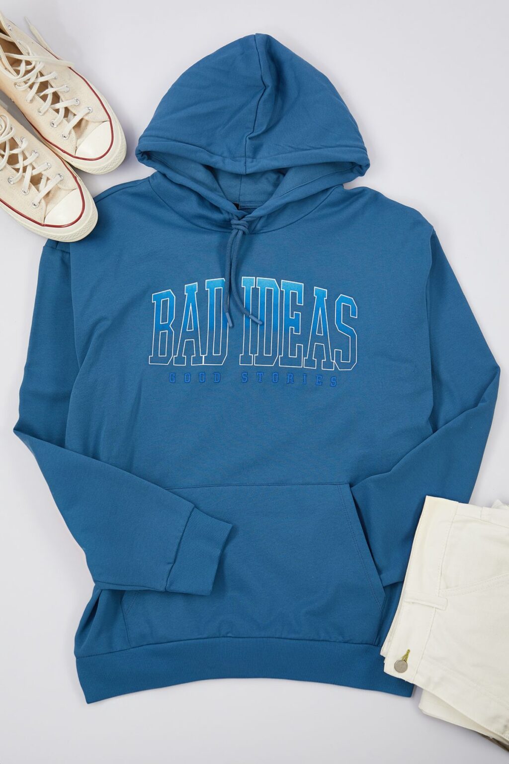 Trendyol Saks Oversize/Wide Cut Text Printed and Embroidered Hooded Sweatshirt