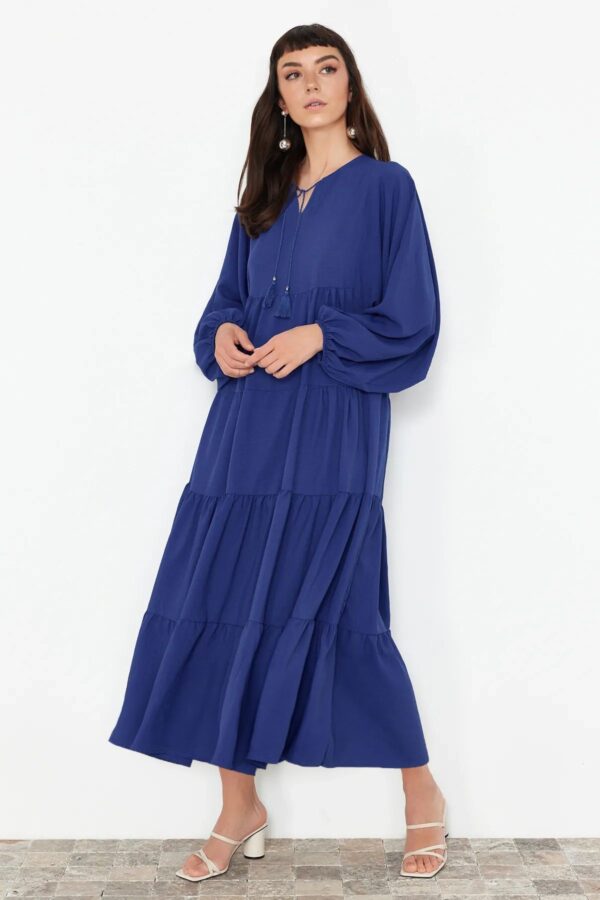 Trendyol Saks Tassel Tie Detailed Woven Dress