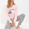 Trendyol Salmon Cotton Embroidered Knitted Pajama Set