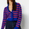 Trendyol Sax Crop csíkos puha texturált kötöttáru Cardigan