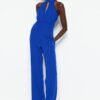 Trendyol Sax-Weave Jumpsuit with Shiny Stones