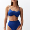 Trendyol Saxe Blue Textured High Waist High Leg Hipster Bikini Bottoms