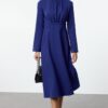 Trendyol Saxe Stand Collar Skater/Waist Open Midi Woven Dress