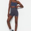 Trendyol Seamless/Seamless Dark Anthracite Sport Shorts Leggings