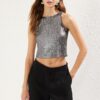 Trendyol Silver Shiny Glitter Knitted Bustier