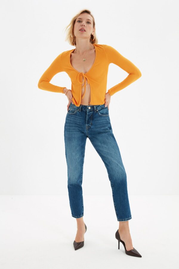 Trendyol Sötétkék Wash High Waist Farmer