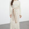Trendyol Stone Belted Mink Bib Knit Dress