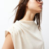 Trendyol Stone Boat Neck Zero Sleeve Gathered Knitted T-Shirt