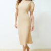 Trendyol Stone Body Wrap Balloon Sleeve Midi Woven Dress