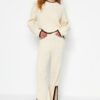 Trendyol Stone Crop Ribbed Color Block Knitwear Bottom-Top Set