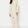 Trendyol Stone Half Turtleneck Ribbed Sweater-Pants Knitwear Suit