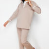 Trendyol Stone Hooded Strip Detailed Diver/Scuba Knitted Two Piece Set