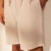 Trendyol Stone Limited Edition 100% Linen Regular Fit Elastic Waist Shorts