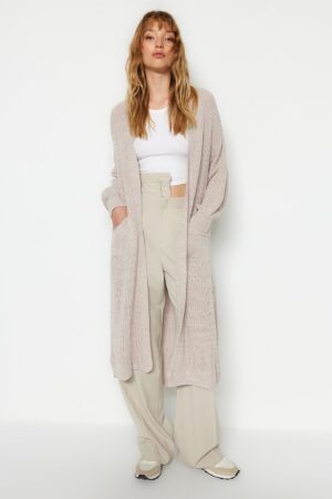 Trendyol Stone Maxi Basic kötöttáru Cardigan Trendyol Stone Maxi Basic kötöttáru Cardigan