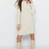 Trendyol Stone Mini Knitwear Zipper Dress