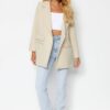 Trendyol Stone Oversize Lined Woven Blazer Jacket