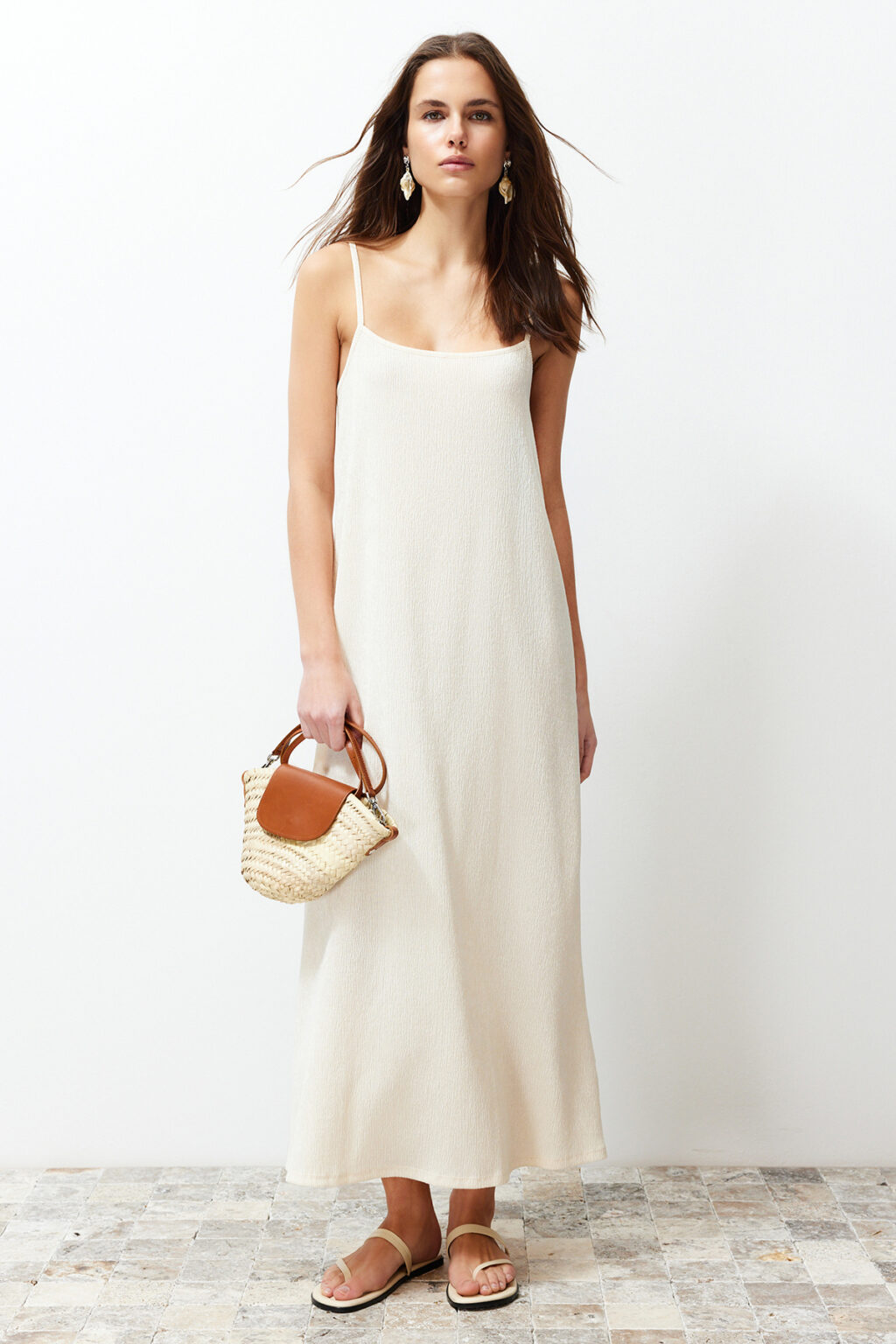 Trendyol Stone Plain Knitted Dress