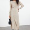 Trendyol Stone Pleated Knitwear Dress