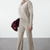 Trendyol Stone Polo Collar Soft Texture Knitwear Bottom-Top Set