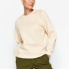 Trendyol Stone Relaxed Basic Raglan Sleeve Crew Neck Knitted Sweatshirt