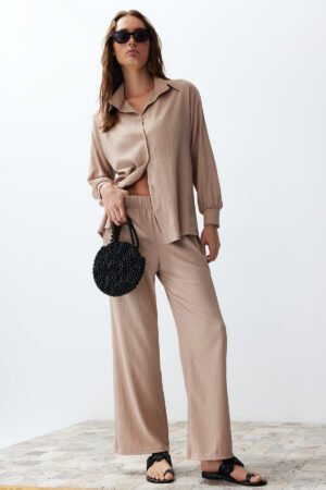 Trendyol Stone Shirt-Pants Woven Bottom-Top Set