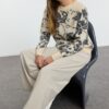 Trendyol Stone Soft Texture Floral Knit Sweater