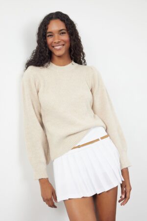 Trendyol Stone Soft Textured Crew Neck Knitwear Sweater Trendyol Stone Soft Textured Crew Neck Knitwear Sweater