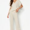 Trendyol Stone Soft Textured Knitwear Bottom-Top Set
