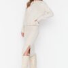 Trendyol Stone Soft Textured Knitwear Top-Bottom Set