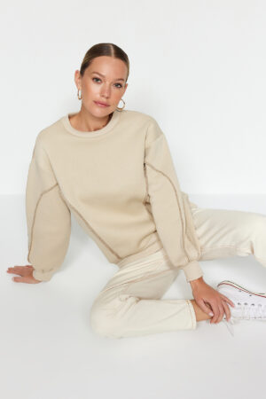Trendyol Stone Stitch Detail Crew Neck Regular Fit Fleece Inside kötött pulóver Trendyol Stone Stitch Detail Crew Neck Regular Fit Fleece Inside kötött pulóver