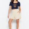 Trendyol Stone Tencel™ Pocket Detailed High Waist Denim Shorts