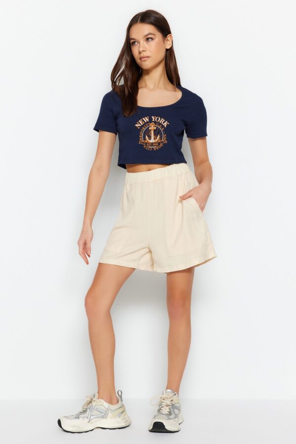 Trendyol Stone Tencel™ Pocket Detailed High Waist Denim Shorts