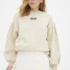 Trendyol Stone Thick Fleece Minimal Printed Balloon Sleeve Knitted Sweatshirt