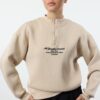 Trendyol Stone Thick Inside Fleece Zipper Stand Collar Oversize/Wide Fit Knitted Sweatshirt