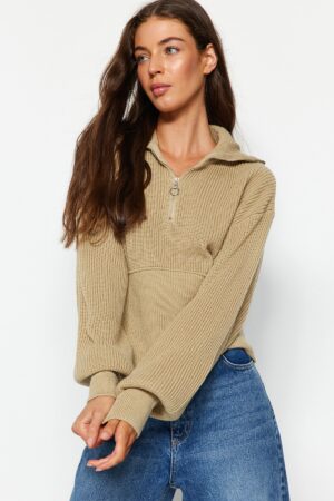 Trendyol Stone álló gallér kötöttáru pulóver Trendyol Stone álló gallér kötöttáru pulóver