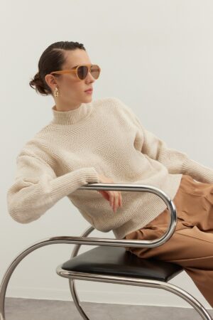 Trendyol Stone puha textúrájú alap kötöttáru pulóver Trendyol Stone puha textúrájú alap kötöttáru pulóver