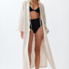 Trendyol Striped Belted Maxi Woven Tie-Up Linen Blend 100% Cotton Kimono&Kaftan