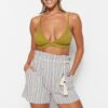 Trendyol Striped Belted Woven Ruffle Beach Shorts & Bermuda