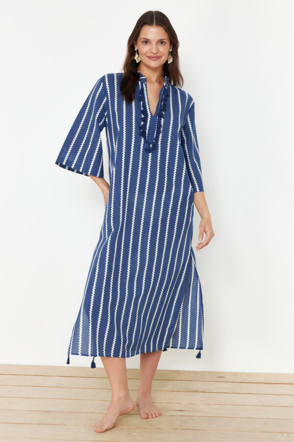 Trendyol Striped Maxi Woven Beach Kimono&Caftan