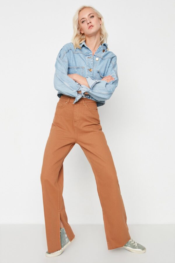 Trendyol Teve Szakadt Részletes Rés High Waist 90's Wide Leg Jeans
