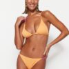 Trendyol Textured High Leg Bikini Bottom with Orange Accessories