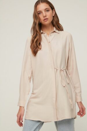 Trendyol Tie Stone Waist Woven Aerobin Shirt Trendyol Tie Stone Waist Woven Aerobin Shirt