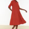 Trendyol Tile Border Detailed Woven Flounce Woven Dress