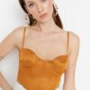 Trendyol Tile Crop Lined Knitted Satin Bustier