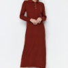 Trendyol Tile Polo Collar Buttoned Relaxed Fit Rib Knit Dress