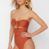 Trendyol Tile Strapless Cut Out/Windowed Hipster Swimsuit
