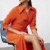 Trendyol Tile Tie Detailed Midi Woven Shirt Dress