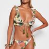 Trendyol Tropical Patterned Triangle Frilly Bikini Set